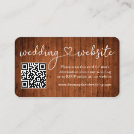 Calligraphy Heart Wood Wedding Website QR Begleitkarte