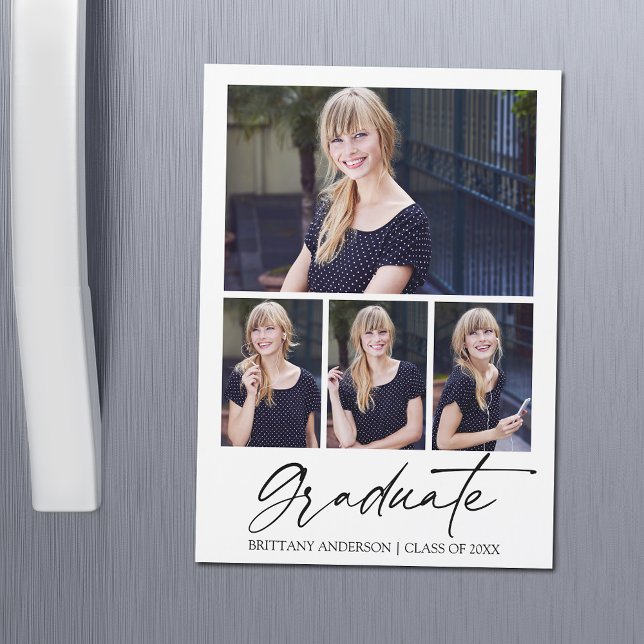 Calligraphy Ink Abschluss 4 Fotos Magnet-Karte Magnetkarte (Customize to change your personalized text size or text style.)