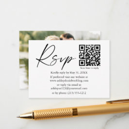 Calligraphy Ink Script QR Foto Wedding RSVP Begleitkarte