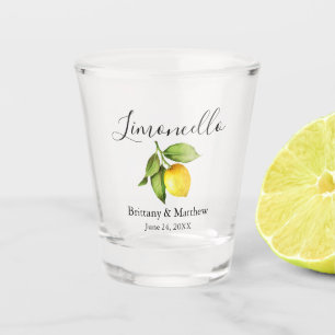 Calligraphy Limoncello Watercolor Lemon Wedding Schnapsglas