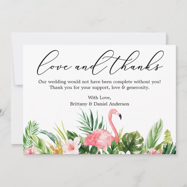 Calligraphy Love Merci Tropical Pink Flamant rose (Devant)