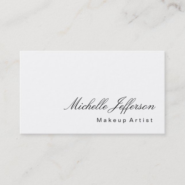 Calligraphy Makeup Artist White Business Card Visitenkarte (Vorderseite)