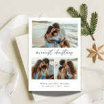Calligraphy Merriest Christmas Family Beach Foto Feiertagskarte<br><div class="desc">Feiern Sie das angenehmste Weihnachtsfest mit einer modernen Fotokarte mit eleganter Kalligraphie und den Erinnerungen am Strand Ihrer Familie! Diese Ozean-inspiriert,  boho Ferienkarte ist ideal,  um Freude und herzliche Wünsche zu teilen. Eine einfache,  preisgünstige Wahl,  die sich ideal eignet,  um personalisierte Weihnachtsjubeln zu genießen.</div>