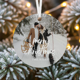 Calligraphy Merry Christmas Foto Keramik Ornament