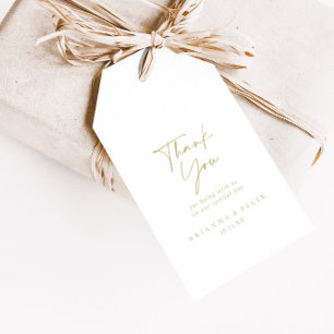 Calligraphy Modern Elegant Gold Wedding Vielen Dan Geschenkanhänger