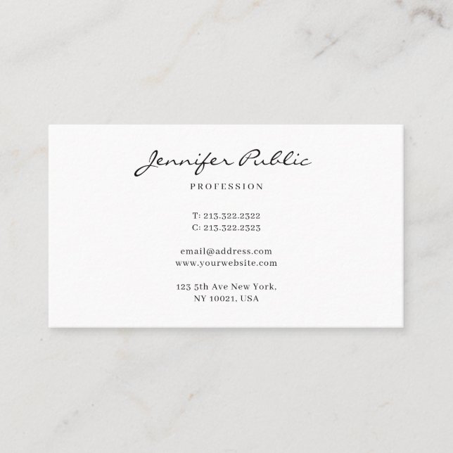 Calligraphy Modern Simple Professional Trendy Visitenkarte (Vorderseite)