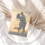 Calligraphy Photo Nuestra Boda Wedding  Invitation Einladung<br><div class="desc">This calligraphy photo nuestra boda wedding invitation is perfect for a rustic wedding. The simple and elegant design features classic and fancy script typography in with a faded couple's photo in the background.</div>