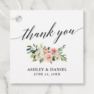 Calligraphy Pink White Floral Danke für Ihre Hochz Geschenkanhänger