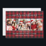 Calligraphy Red Buffalo Kariert 3 Foto Weihnachten<br><div class="desc">Modern Trendy Calligrafy Script 3 Foto Family Foto Collage Frohe Weihnachtskarte - Red Buffalo Kariert</div>