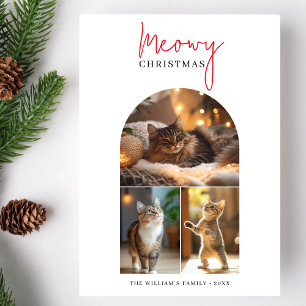 Calligraphy Red Meowy Christmas Arch Foto Feiertagskarte
