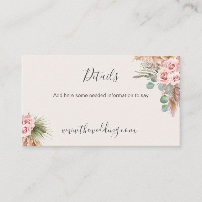 Calligraphy Rustic Boho Floral Wedding Webbus Visitenkarte (Vorderseite)