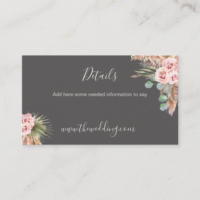 Calligraphy Rustic Boho Floral Wedding Webbus Visitenkarte (Vorderseite)