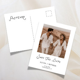 Calligraphy Save The Date Photo Wedding Modern Einladungspostkarte