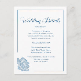 Calligraphy Script Dusty Blue Floral Wedding Begleitkarte
