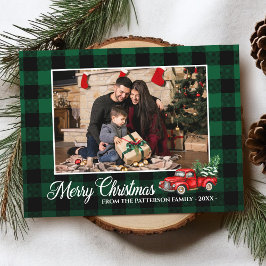 Calligraphy Script Foto Green Kariert Red Truck Postkarte