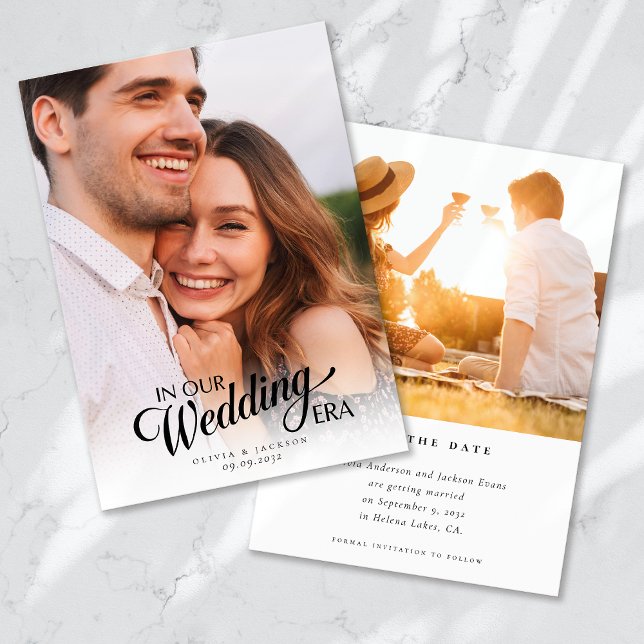 Calligraphy Script Foto Wedding Save The Date (Von Creator hochgeladen)