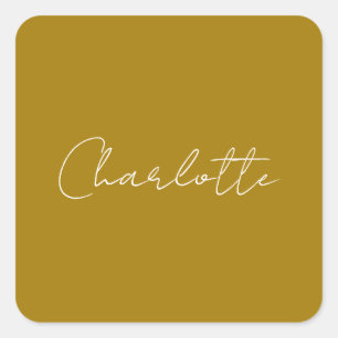 Calligraphy Script Gold Color Individuelle Name Ed Quadratischer Aufkleber