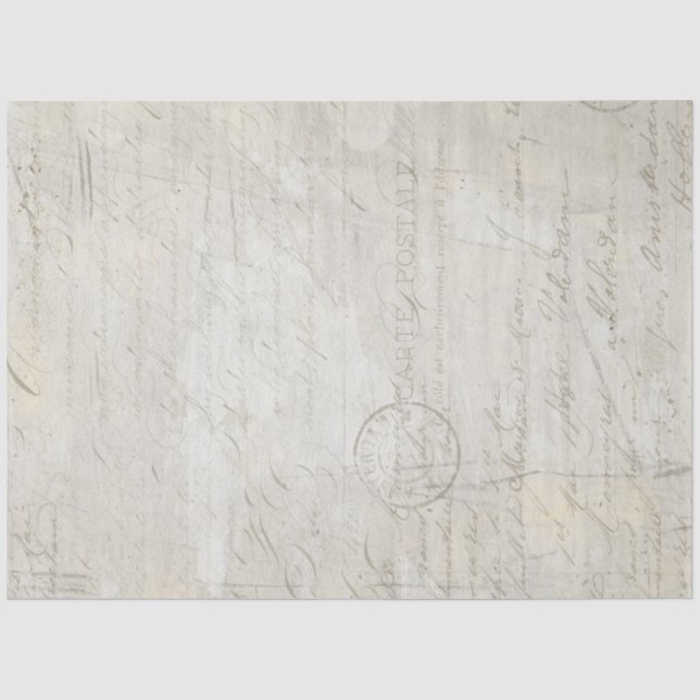 Calligraphy Script Gray Beige Marble Decoupage Tis Seidenpapier (Vorderseite)