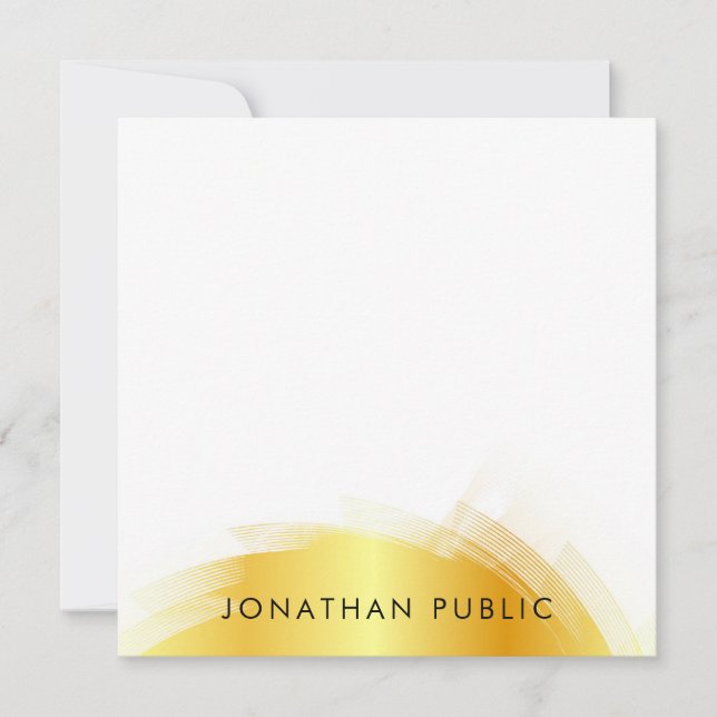 Calligraphy Script Monogram Elegante Imitate Gold Mitteilungskarte (Vorderseite)