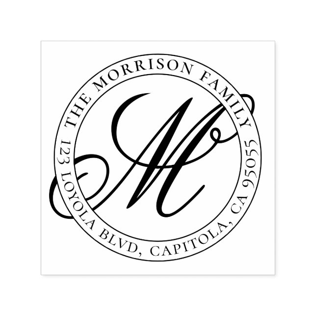 Calligraphy Script Monogram Familienname Permastempel (Design)
