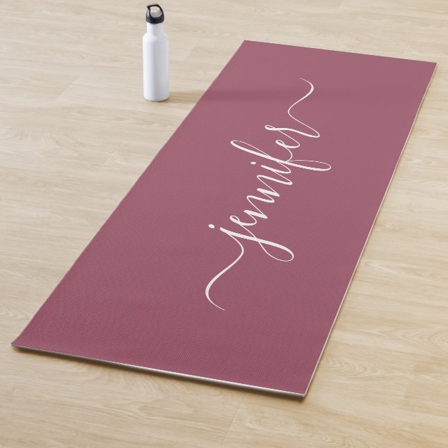 Calligraphy Script Name Rose Gold Elegant Fitness Yogamatte (Beispiel)