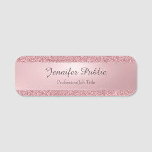 Calligraphy Script Name Rose Gold Glitzer Elegant Namensschild