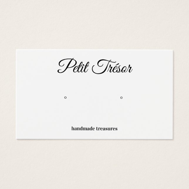 Calligraphy Script Plain White Earring Display (Devant)