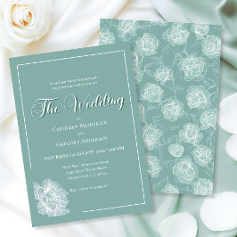 Calligraphy Script Sage Green Floral Wedding Einladung