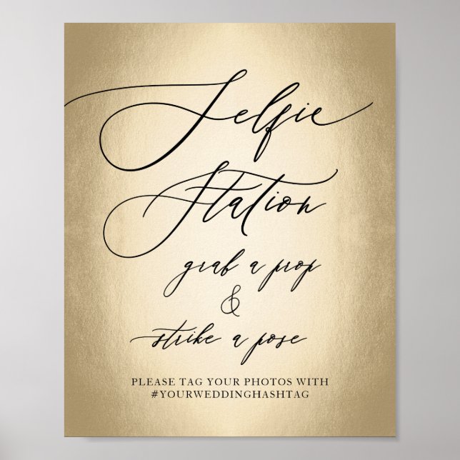 Calligraphy Script Selfie Station Wedding Sign Poster (Vorne)