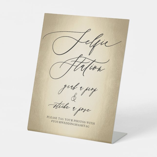 Calligraphy Script Selfie Station Wedding Sockelschild (Vorderseite)