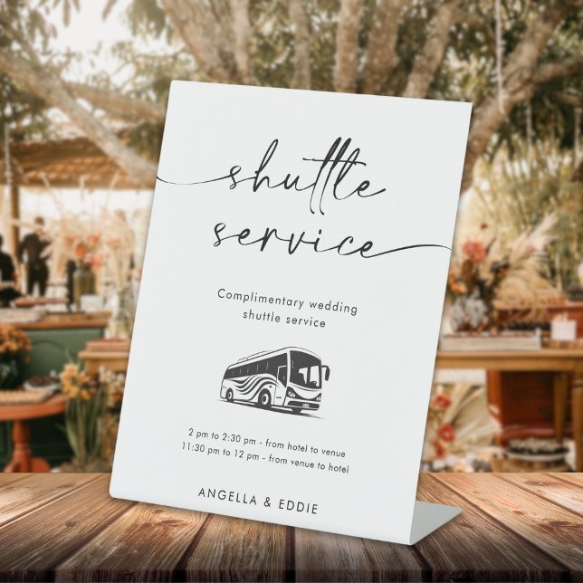 Calligraphy Script Shuttle Service Wedding Sign Sockelschild (Von Creator hochgeladen)