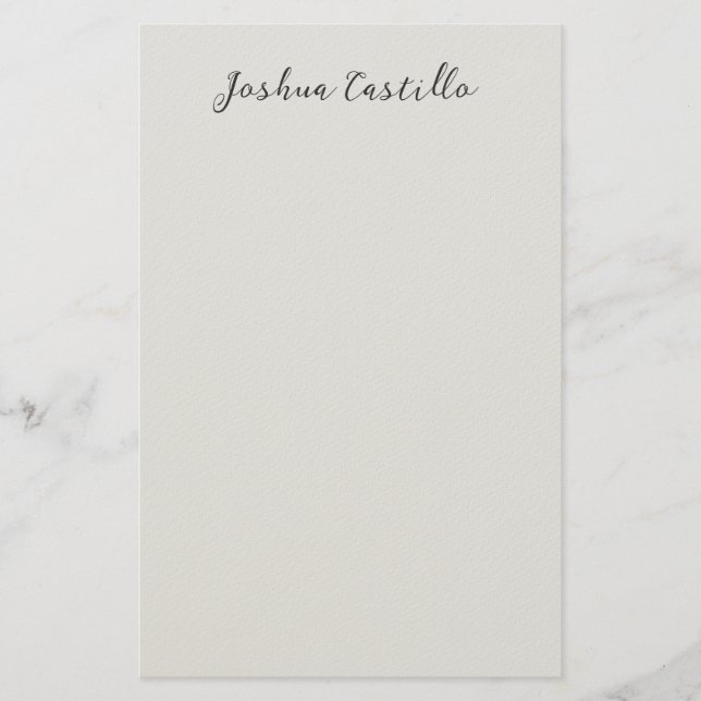 Calligraphy Simple Grey Professional Name Briefpapier (Vorderseite)