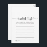 Calligraphy Simple Silver Bucket List Cards Postkarte<br><div class="desc">Diese einfachen Silberbestückkarten sind die ideale Kalligrafie für einen rustikalen Hochzeitsempfang oder Brautparty. Das schlichte und elegante Design zeichnet sich durch klassische und extravagante Schrift-Typografie in Silber aus. Ändern Sie den Wortlaut in Anzug jedes Lebensereignisses. Das Schild der Schaufelliste wird separat verkauft.</div>