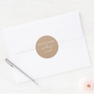 Calligraphy Taupe Wedding Umschlag Aufklebers Runder Aufkleber
