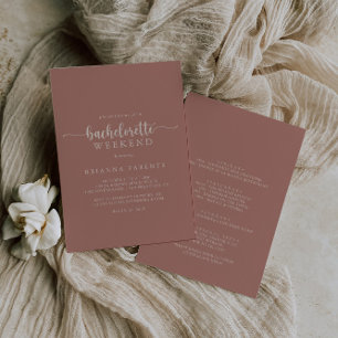 Calligraphy Terracotta Bachelorette Einladung