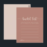 Calligraphy Terracotta Ecket List Cards Postkarte<br><div class="desc">Diese kalligraphischen Eimerkarten sind die perfekte Lösung für einen einfachen Hochzeitsempfang oder ein einfaches Brautparty. Das einfache und elegante Design zeichnet sich durch klassische und extravagante Schriftzeichen aus. Ändern Sie den Wortlaut in Anzug jedes Lebensereignisses. Das Schild der Schaufelliste wird separat verkauft.</div>