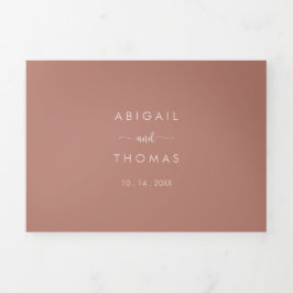 Calligraphy Terracotta Wedding Dreifach Gefaltete Einladung