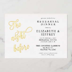 Calligraphy The Night Before Rehearsal Dinner Folieneinladung