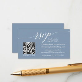 Calligraphy UAWG Wedding QR Dusty Blue Begleitkarte