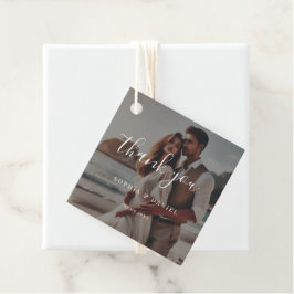 Calligraphy Wedding Coastal Beach Foto Vielen Dank Geschenkanhänger