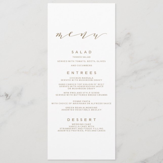 Calligraphy Wedding Menu | Gold Menükarte (Vorderseite)