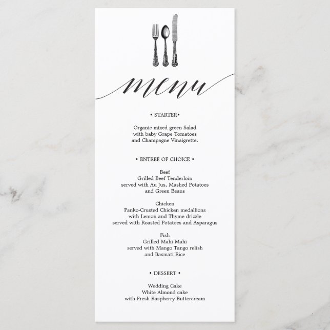 Calligraphy Wedding Menu - Menü für Hochzeiten Menükarte (Vorderseite)