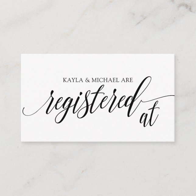 Calligraphy Wedding Registry Card Inserts - Schwar (Vorderseite)