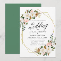 Calligraphy White Magnolias Rose Goldhochzeit