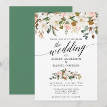Calligraphy White Magnolias Rose Hochzeit