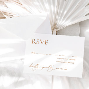 Calligraphy White & Terracotta Wedding RSVP Karte