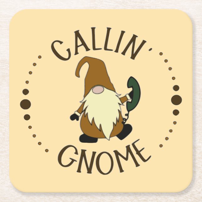 Callin’ Gnome Rechteckiger Pappuntersetzer (Vorderseite)