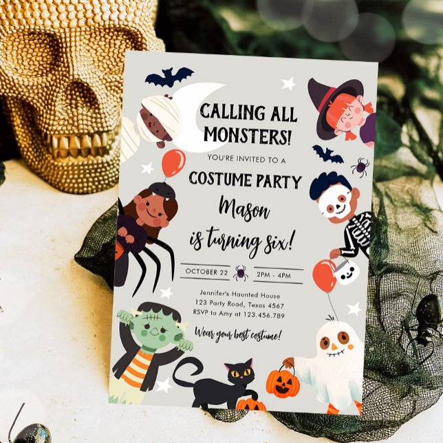 Calling All Monsters Halloween Costume Birthday Einladung (Von Creator hochgeladen)