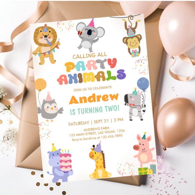 Calling All Party Animals Birthday Einladung (Von Creator hochgeladen)