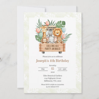 Calling All Party Animals Safari Themed Invitation Einladung